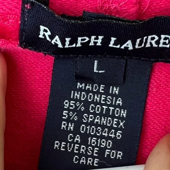 Ralph Lauren Girls Pink Fleece Hoodie Sweatshirt Full Zip Size L Barbiecore - Picture 2 of 3